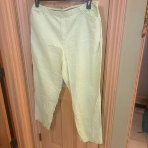 Womens Plus Sz 20W C.J. Banks Light Green Lime Cotton Pants With Pockets